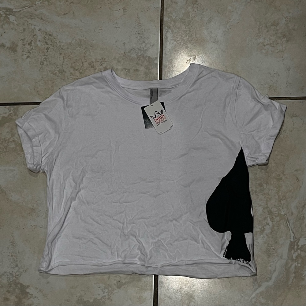 White Tim Burton x Neon Museum Las Vegas Cropped T-Shirt